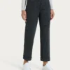 PANTALONE GESSATO DRITTO CON TASCHE IN ECO JACQUARD