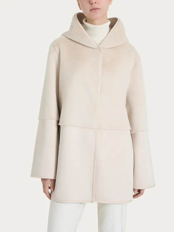 giacca Champignon GIACCA CON CAPPUCCIO DOUBLE-FACE IN VEGAN SHEARLING