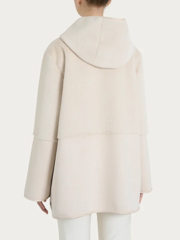 giacca Champignon2 GIACCA CON CAPPUCCIO DOUBLE-FACE IN VEGAN SHEARLING