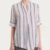 blusa BLUSA A RIGHE SPAZIATE E MANICA CORTA IN ECOSETA