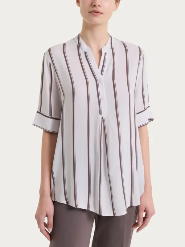 blusa BLUSA A RIGHE SPAZIATE E MANICA CORTA IN ECOSETA