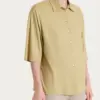 camicia khaki CAMICIA CON MANICA 3/4 IN VOILE STRETCH